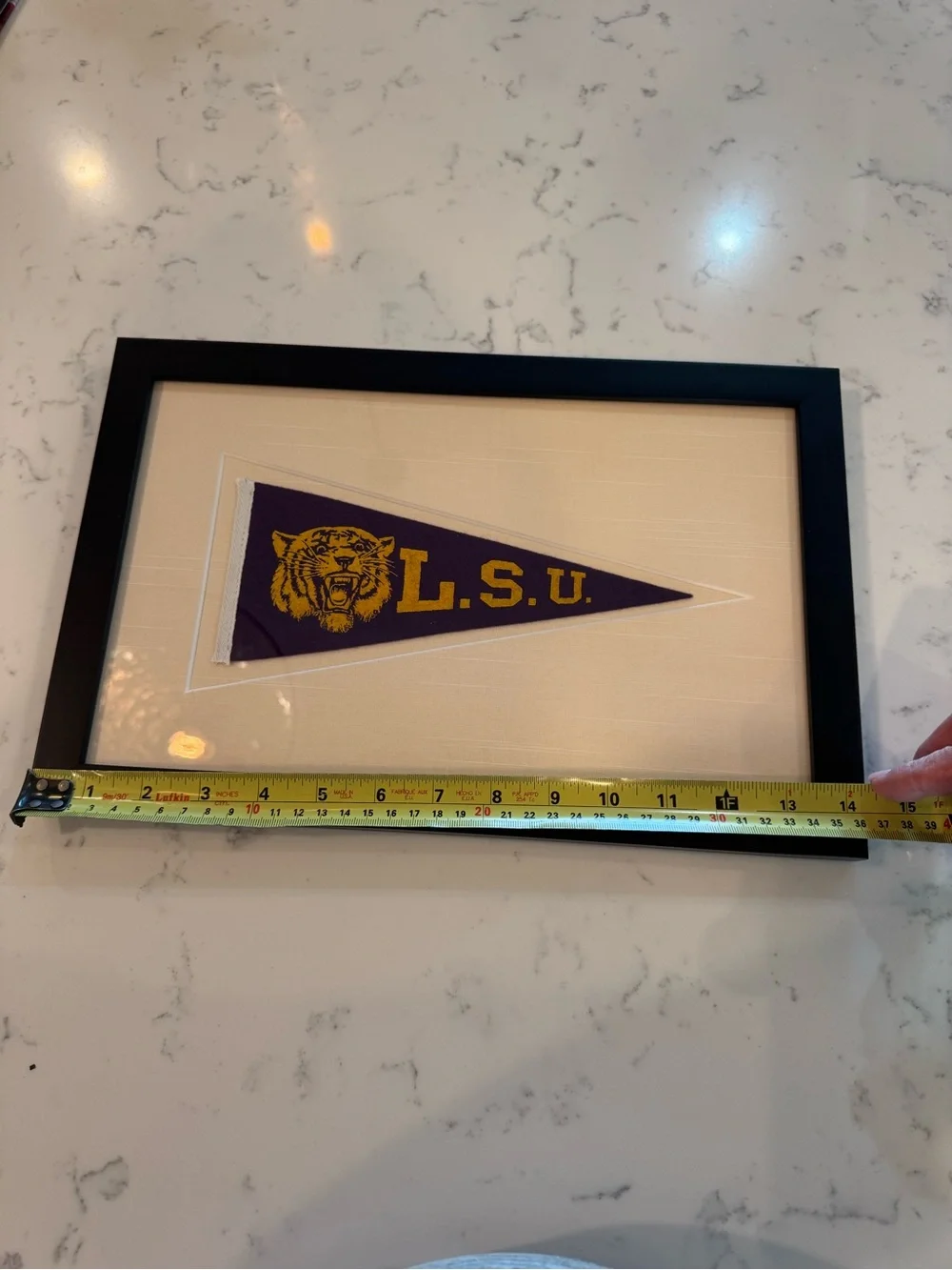 💜🏈Vintage 1950s LSU Tigers Hormel Wool Felt Pennant Framed Rare NCAA Decor💛🏈